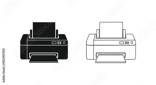 Two printer icons one black one white side by side