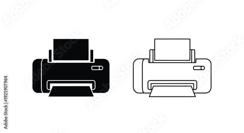 Two printer icons one black one white side by side