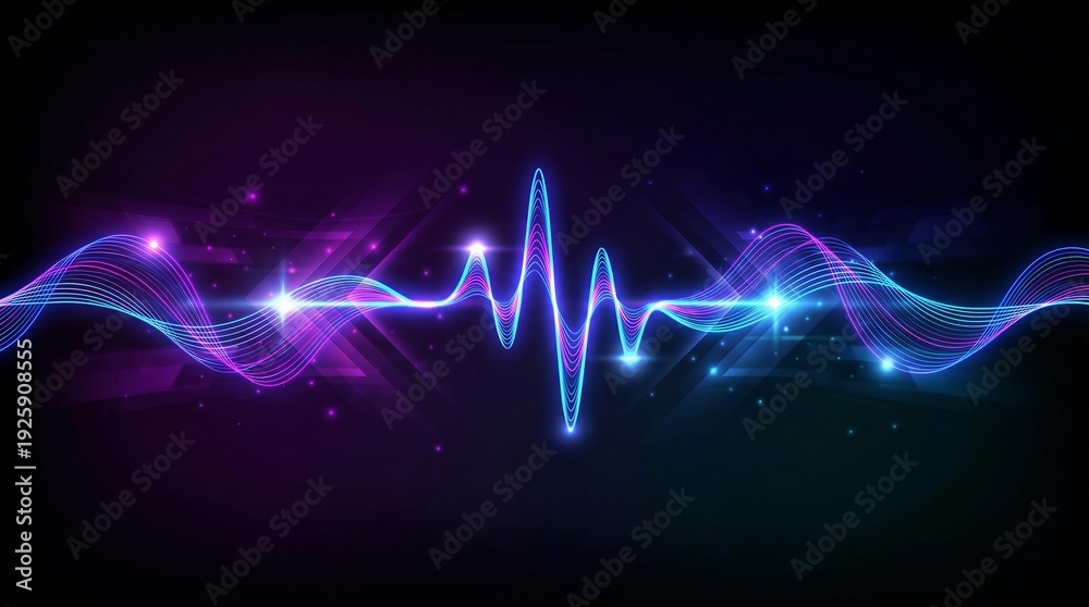 Fototapeta premium Abstract Representation Of A Heartbeat As A Vibrant Neon Line