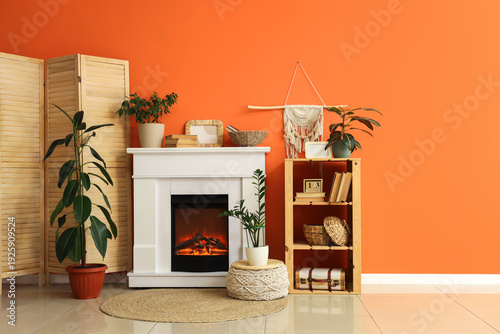 Fireplace with folding scre...