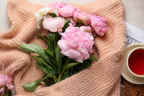 Beautiful pink peony flower...
