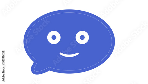 Friendly chat bubble with smiling face for digital communication