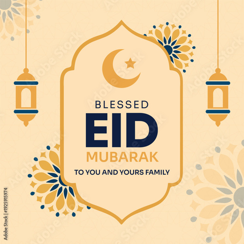 Eid al fitr mubarak islamic festival social media post design template