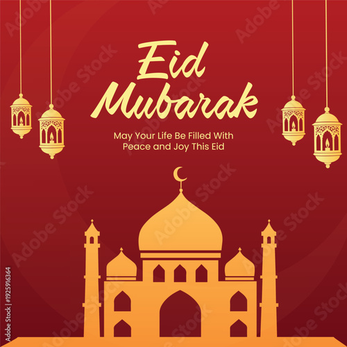 Eid al fitr mubarak islamic festival social media post design template