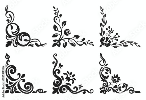 set of floral elements