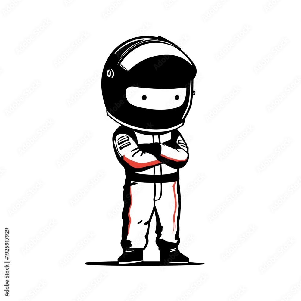 Fototapeta premium Race Car Driver. Race Car Driver simple black and white line art vector logo