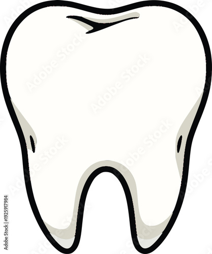 professional tooth dental molar vector illustration with hand drawn style using black fill for outlines and interior shadows simulating a doodle for dentistry health and hygiene