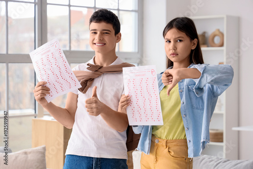 Teenage kids with results o...