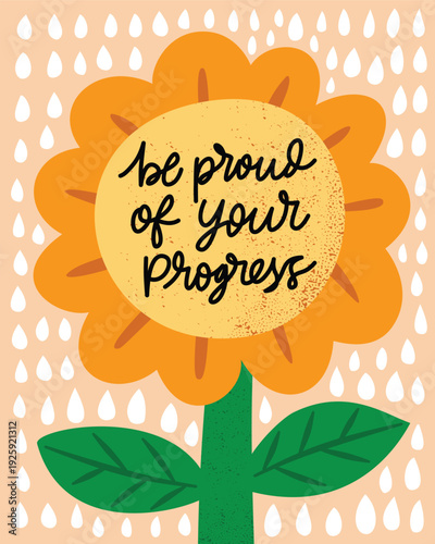 Bright Sunflower Illustration With Encouraging Message Perfect For Self Growth Artwork