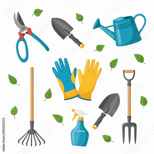 Gardening Tools and Supplies for Planting and Watering Plants.