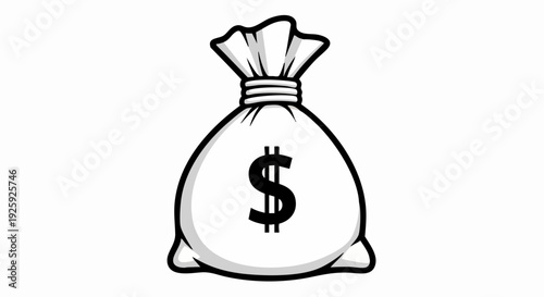Bag of Money with Dollar Sign Illustration.