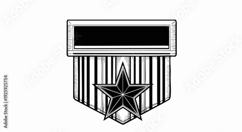 Award Medal With Star And Ribbon Illustration.