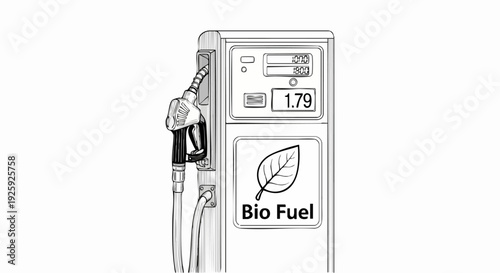 Bio Fuel Pump with Leaf Symbol and Price Display.