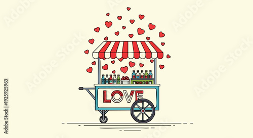 Charming Love Cart Selling Sweet Treats and Drinks.