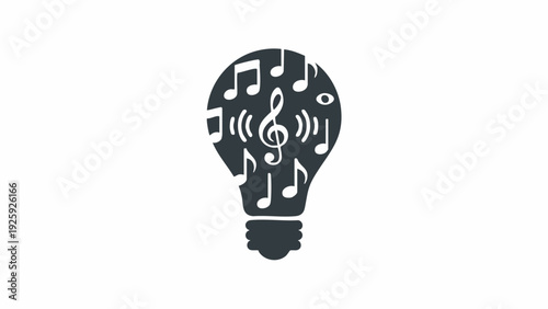 Creative music idea light bulb symbol with notes.