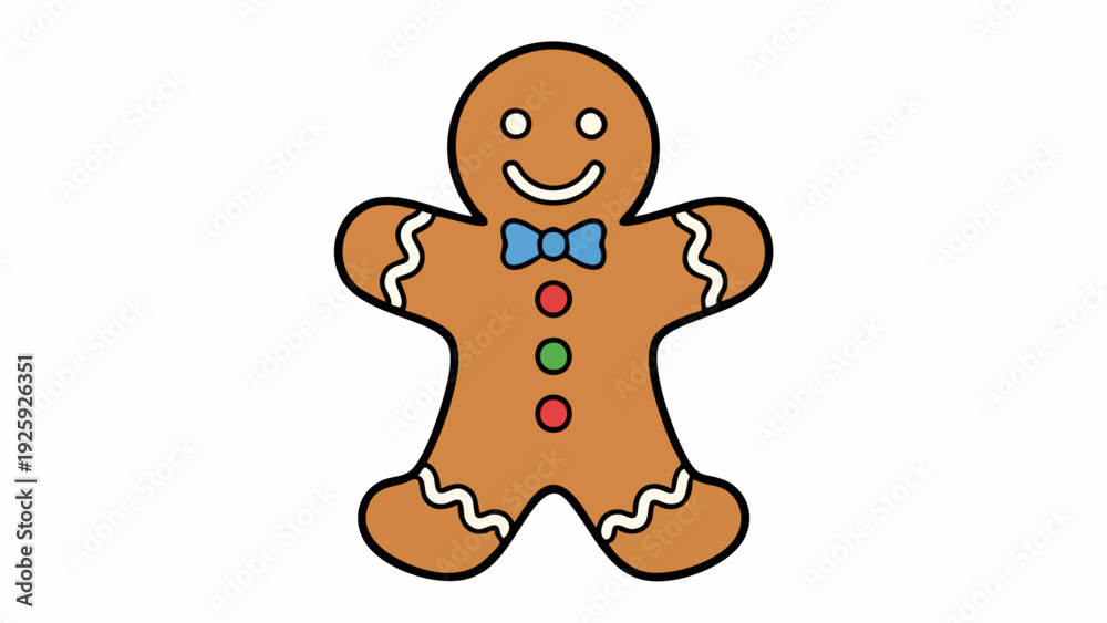 Obraz premium Cute Gingerbread Man Cookie with Blue Bow Tie.