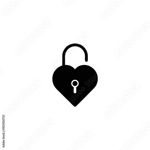 A black padlock securing a heart shape symbolizes love and protection.