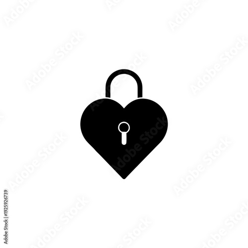 A sleek black heart symbol with a keyhole lock representing security and love.