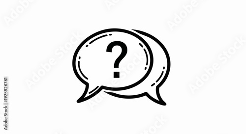 Hand drawn question mark inside speech bubbles illustration.