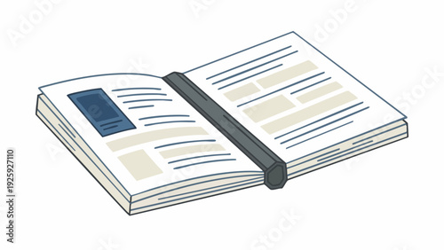 Open Book with Text and Images on Pages.