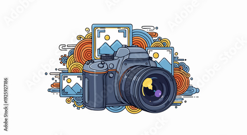 Professional DSLR Camera with Artistic Elements.