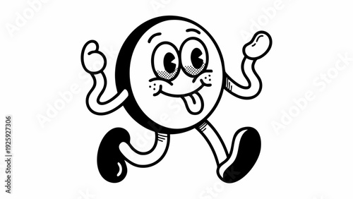 Retro Cartoon Puck Character with Goofy Expression.