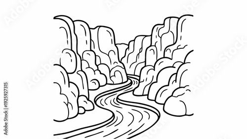 River flowing through a rocky canyon landscape.