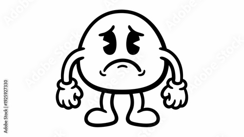 Sad Cartoon Character with Droopy Eyes and Mouth.