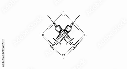 Two Crossed Syringes Inside a Diamond Shape.