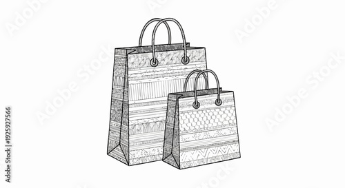 Two decorative shopping bags in different sizes.