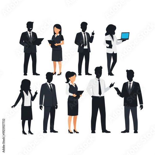 Business team silhouettes corporate professionals group.