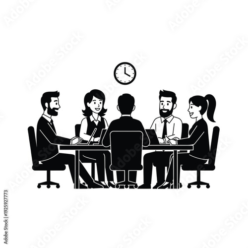 Business meeting with team discussing project deadline.