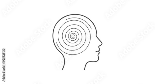 Mindfulness line icon of a head with spiral
