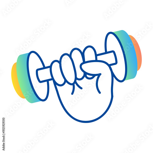 Hand drawn style icon showing dumbbell exercise