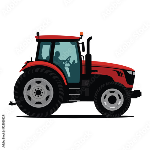 red tractor isolated on white