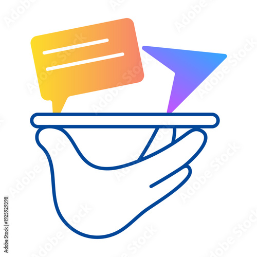 A doodle style icon showing send message