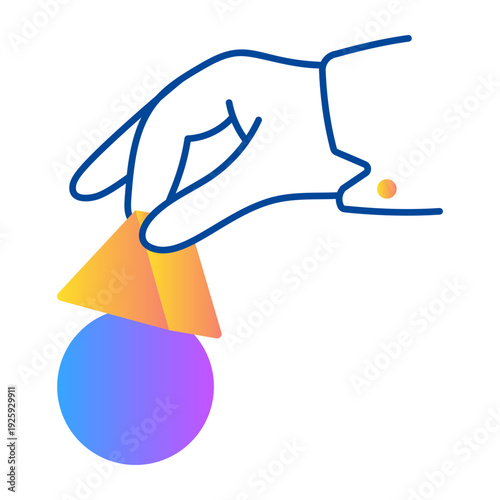 A sketchy style icon showing geometric shapes