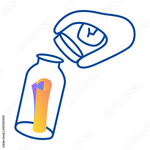 A hand drawn icon of a letter bottle