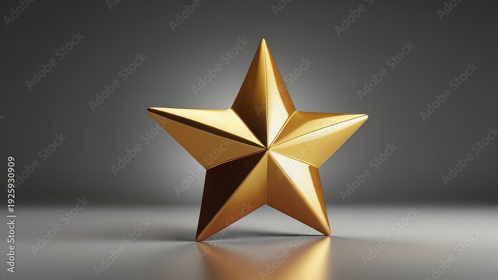 Obraz premium A shiny gold star award on a reflective surface with a dark background