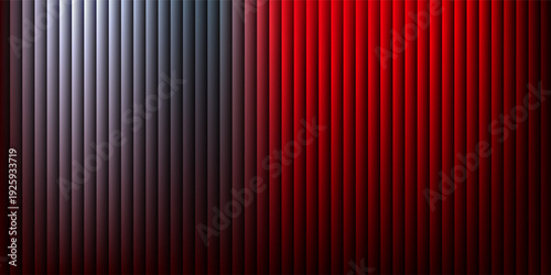 Ripple glass distortion background. Abstract fractal effect ribbed glass texture with vibrant gradients smooth fluted vertical lines. Reeded Bold dynamic design blending futuristic tones vector bg.