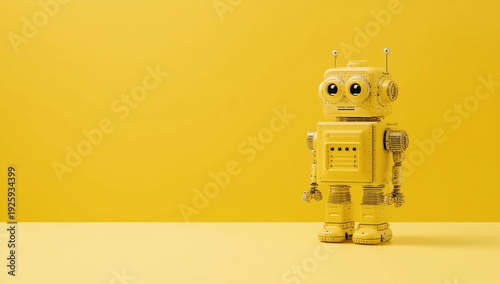 Obraz na płótnie Robot on a yellow background. 