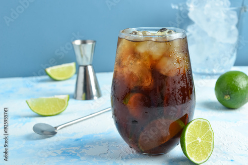 Glass of cold Cuba Libre co...