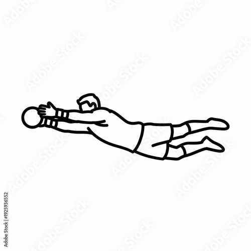 A goalkeeper dives to save the ball, depicting a moment of action and athleticism