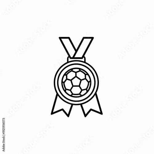 A soccer ball medal with ribbon. A symbol of victory and achievement in sports. The intricate details of a soccer ball and ribbon create an image of competition and glory