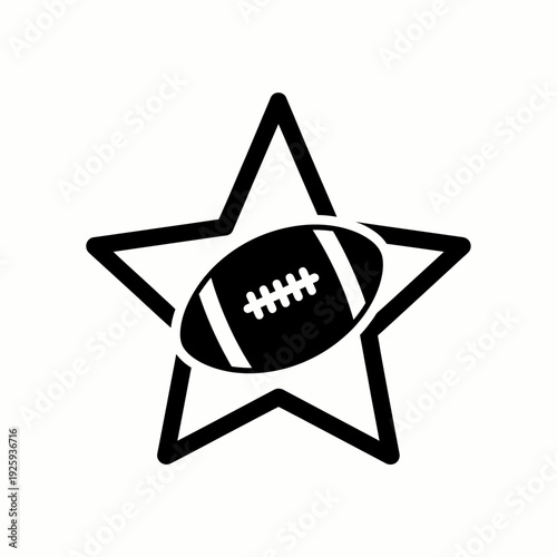 Football sports emblem in a star shape