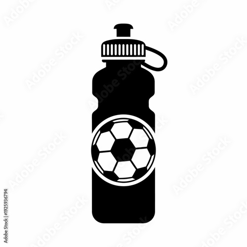 Water bottle featuring a soccer ball design, a refreshing hydration aid for sports and active lifestyles