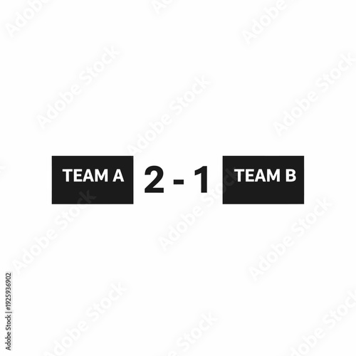 Scoreboard showing a 2-1 result between Team A and Team B, a symbol of sports competition 