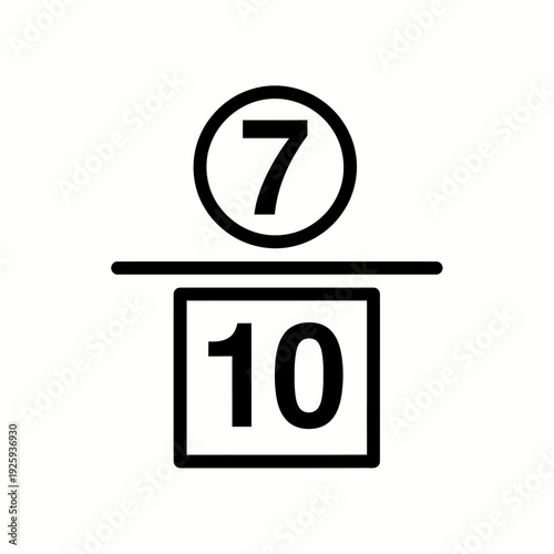 An evaluation score of seven over ten, representing a grade or rating