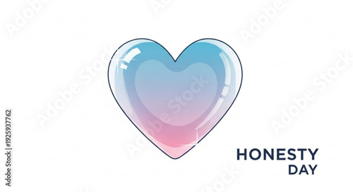 Glowing heart symbol with honesty day text for social media and love concepts