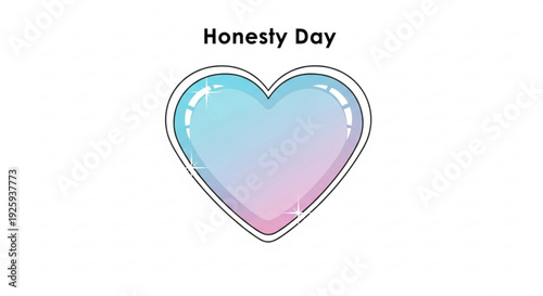 Glossy heart symbol for honesty day pastel blue and pink colors white background